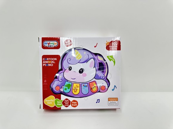 Пианино "Единорожка", звуки животных, мелодии, кнопки переключения режимов, размер: 15*3,5*13 см, в/